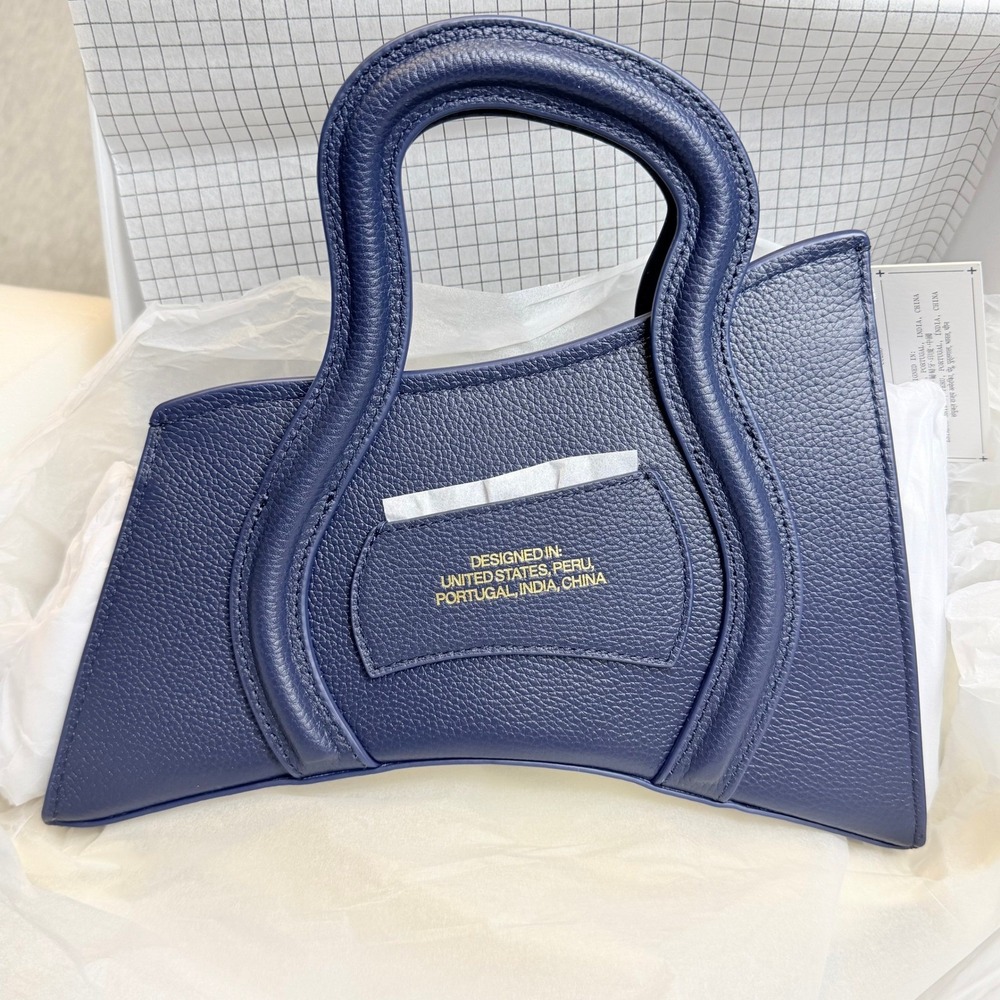 Global Supply Chain Telephone GSCT Bag Navy Blue Pebbled Leather Top Handle NEW